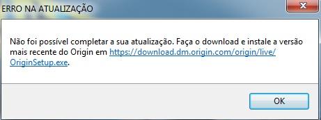 origin com problema