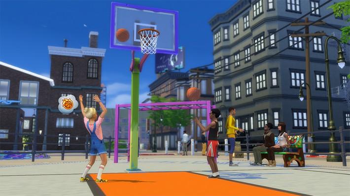 jogue-sem-parar-com-os-videogames-e-a-bola-de-basquete-no-the-sims-4-vida-na-cidade-2