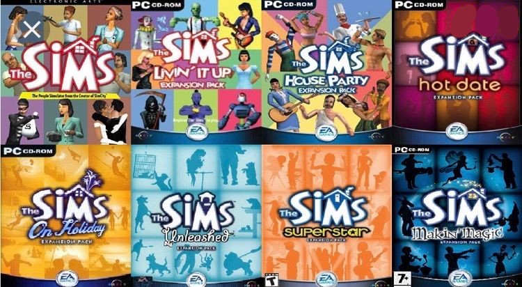 Capas de Todas as Expansões de The Sims 1