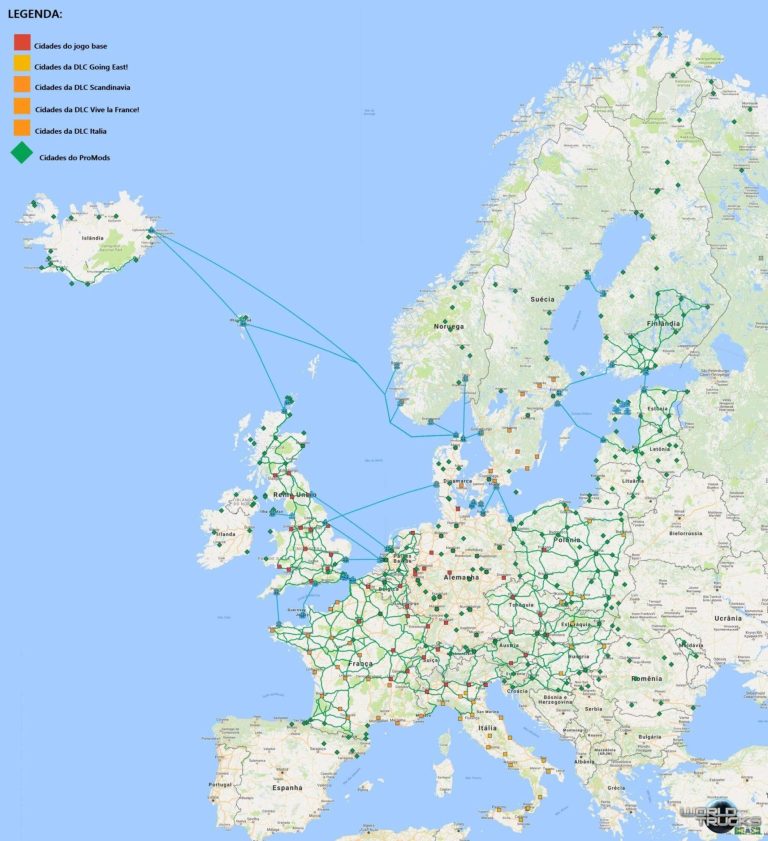 Mapa da Europa ProMods para Euro Truck Simulator 2