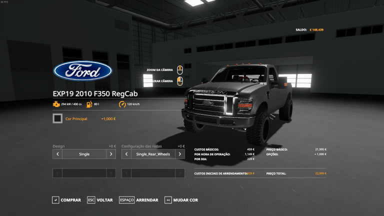 Mod F350 Cabine Simples Grade Cromada Fosca v1.0 FS19