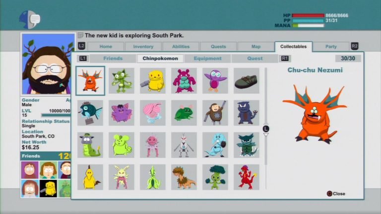 Localização de todos os Chinpokomons de South Park: The Stick of Truth