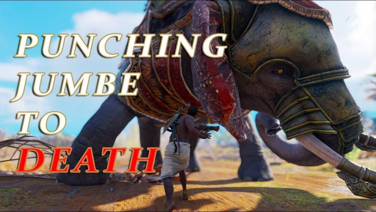 Jogador derrota elefante no soco em Assassin’s Creed Origins