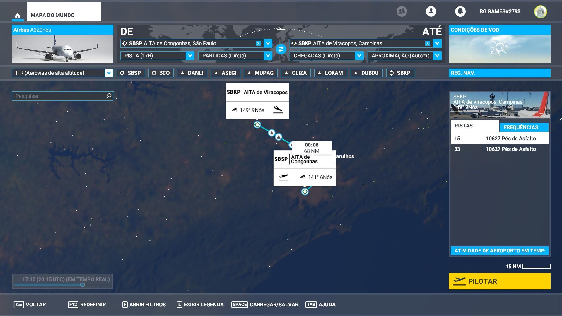 crie um plano de voo