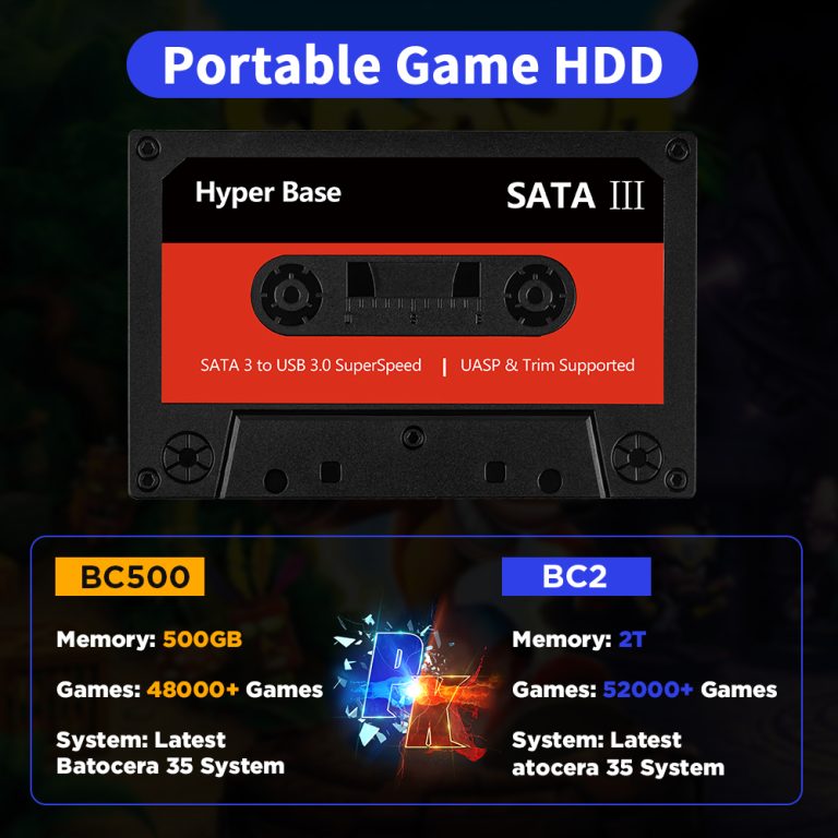 HD Externo Portátil com Batocera e 52 Mil Jogos