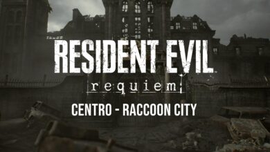 Leon atravessa os corredores destruídos da R.P.D., revisitando o S.T.A.R.S. Office e desvendando o Caça ao Tesouro em meio ao silêncio sombrio do prédio.